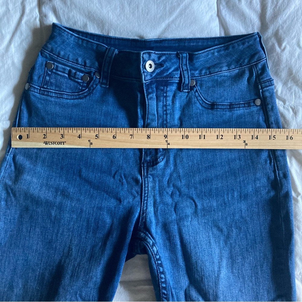 Disney Brand Juniors 9 High Waist (25") Skinny BlueJean Minnie Kisses Mickey - Picture 13 of 16